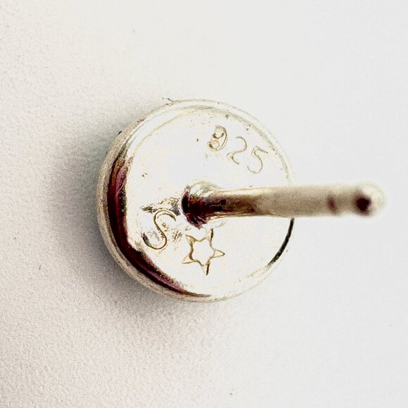 Sterling Silver 925 Blue Turquoise Stud Earrings 7mm Round - Picture 4 of 9